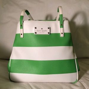 Kate Spade Green/White Stripe Handbag